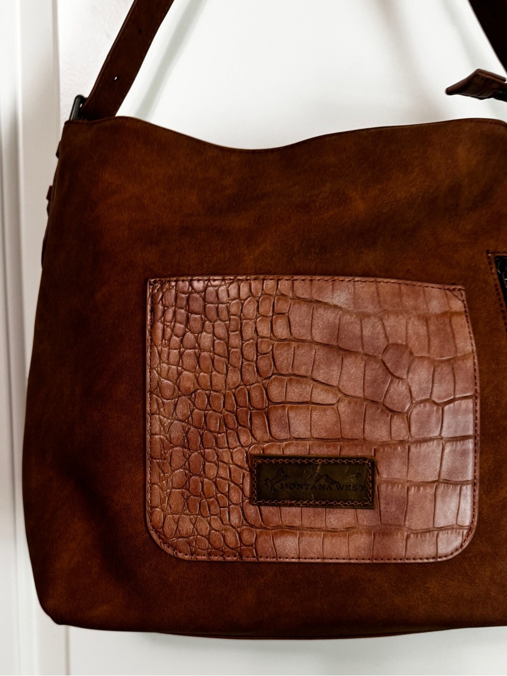 Montana West Brown Croc Print Concealed Carry Hobo Shoulder Bag - Picture 11 of 16